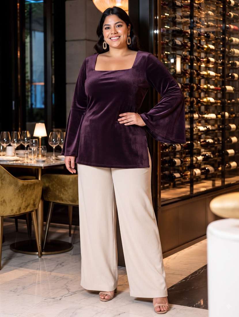 Women Solid Flared Sleeve Kurti - 22728774 -  Standard Image - 2
