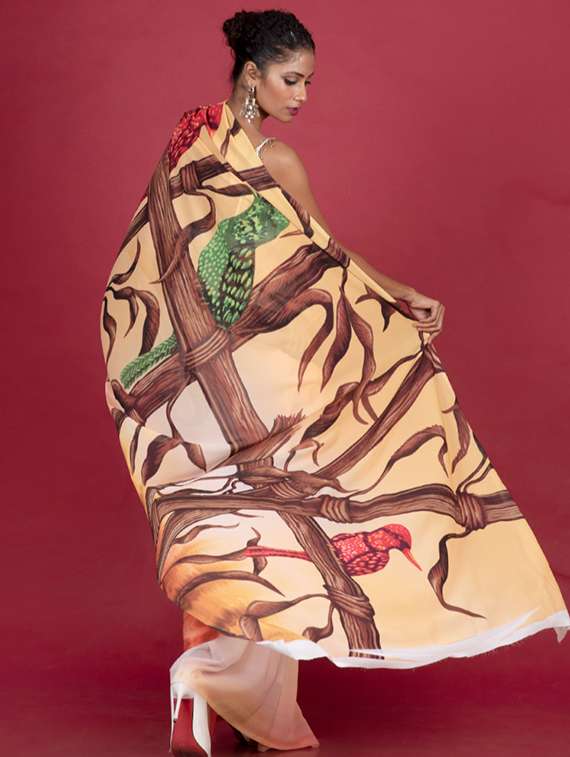 Women Printed Casual Wear Saree With Blouse - 22728861 -  Standard Image - 2