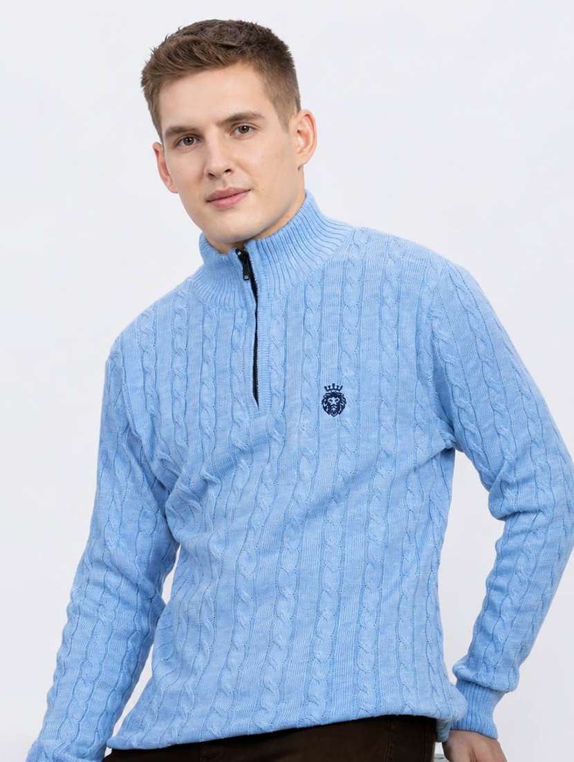Men Self Design Long Sleeve Regular Fit Pullover - 22729724 -  Standard Image - 2