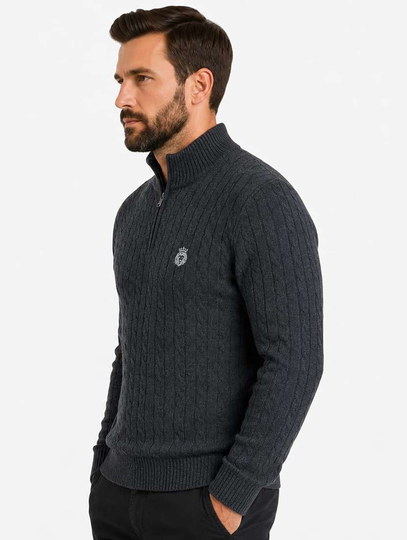 Men Self Design Long Sleeve Regular Fit Pullover - 22729733 -  Standard Image - 2