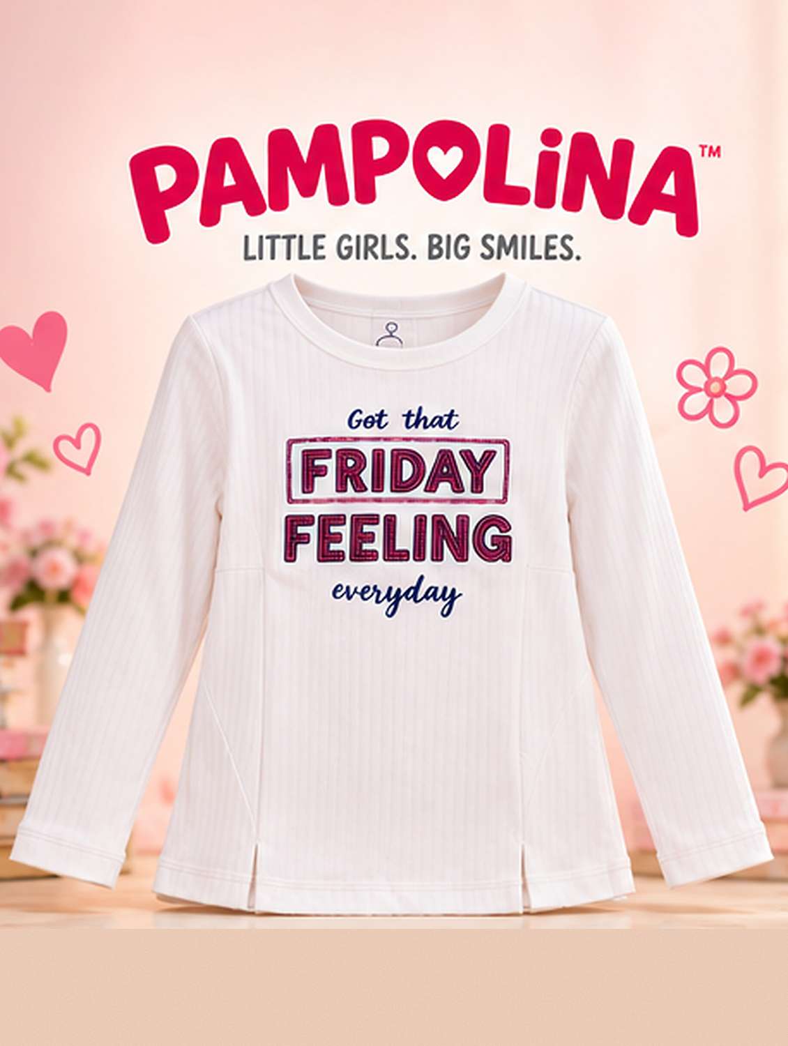 Girls Typographic Long Sleeves Regular Fit Tee - 22729897 -  Standard Image - 2