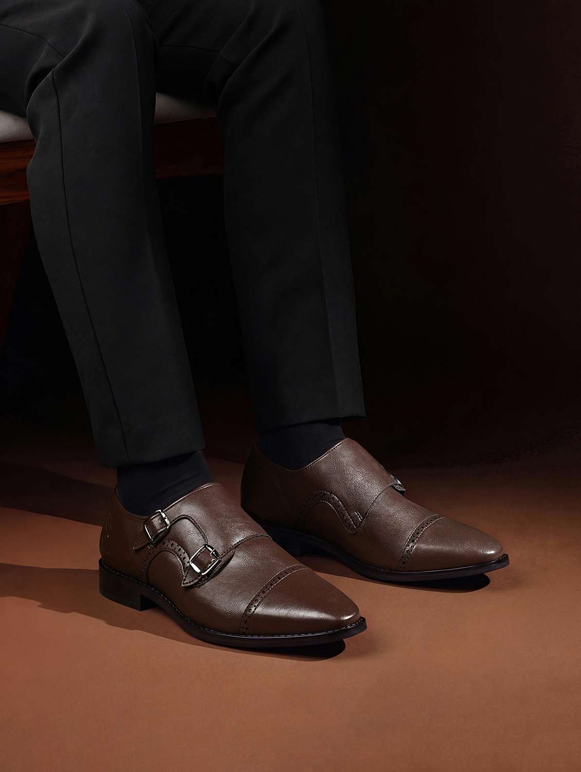 Men Brown Slip On Monk Strap - 22729947 -  Standard Image - 2