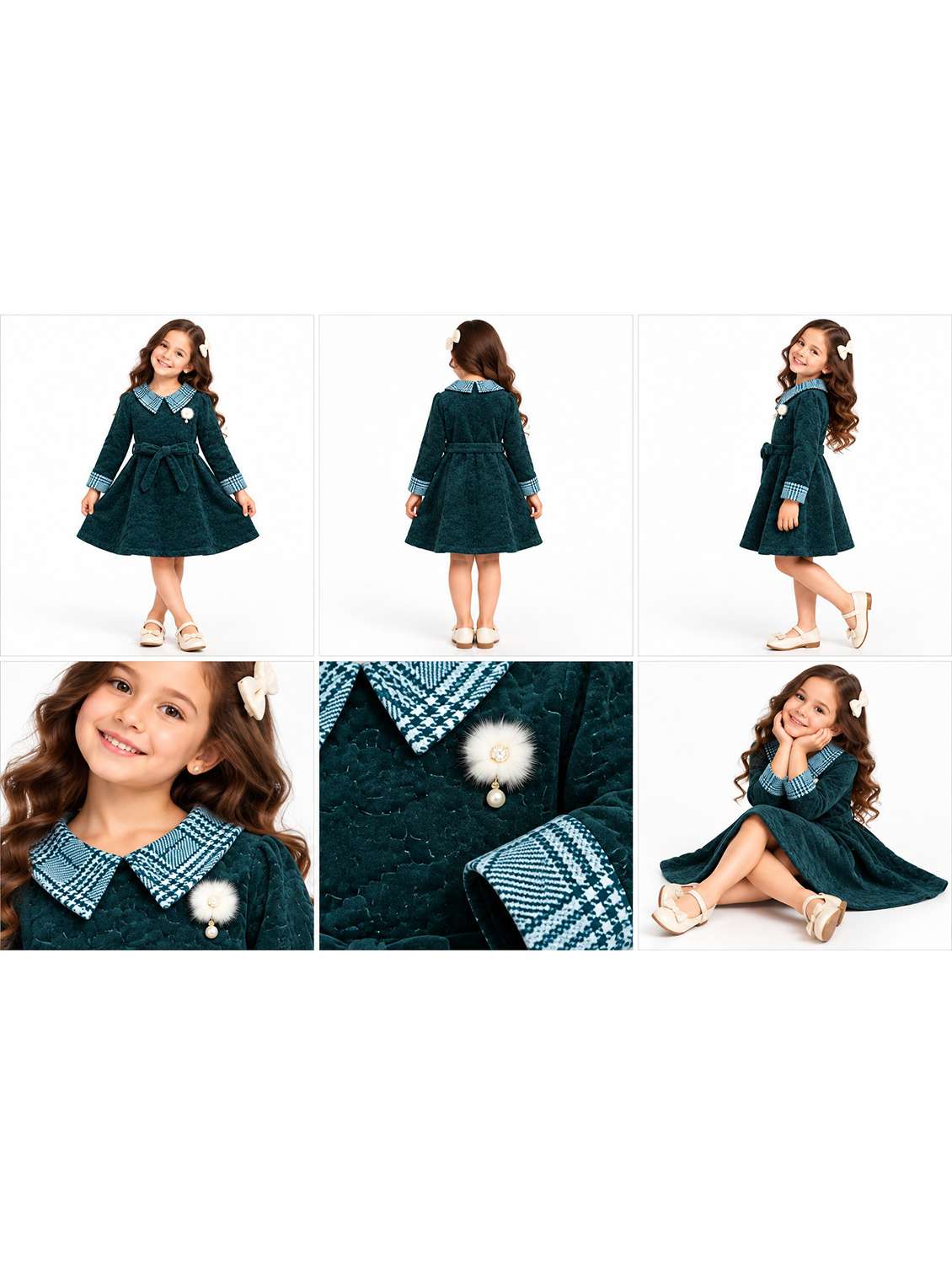 Girls Self Design Long Sleeves Fit And Flare Frock - 22729981 -  Standard Image - 7