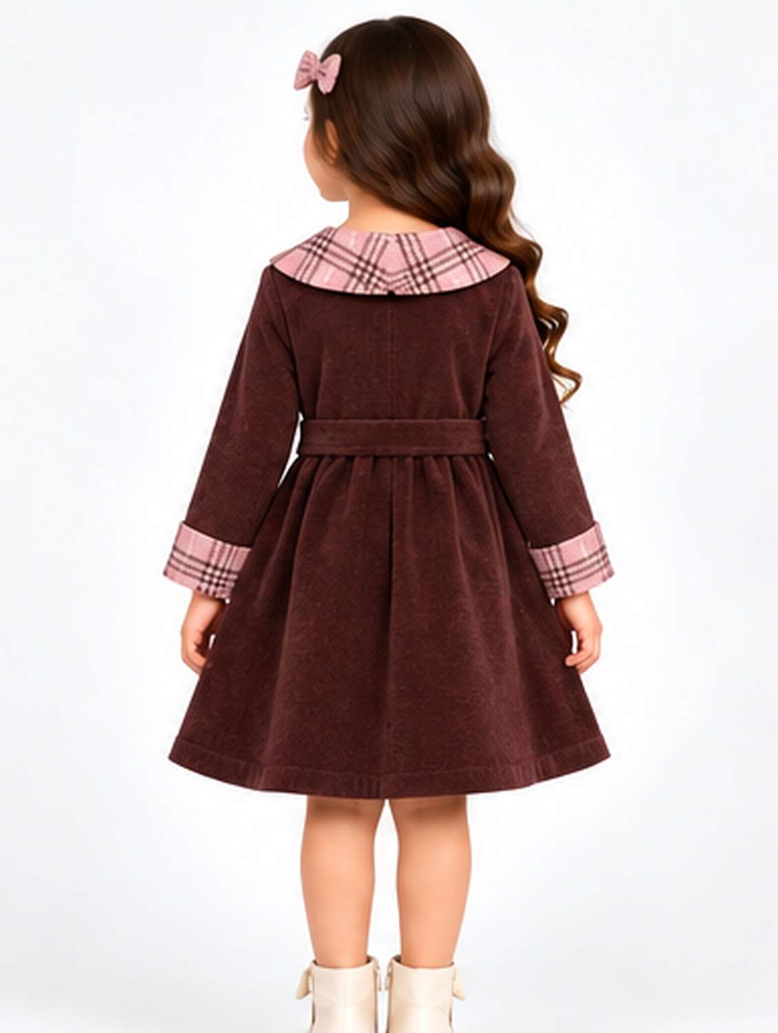 Girls Self Design Long Sleeves A-line Frock - 22729987 -  Standard Image - 2