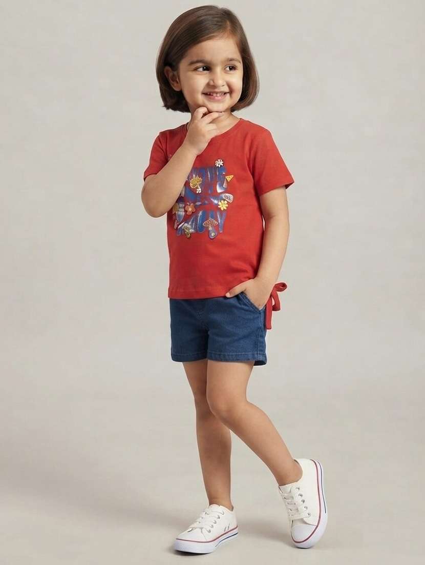 Girls Printed Short Sleeves Regular Fit Tee - 22730039 -  Standard Image - 2