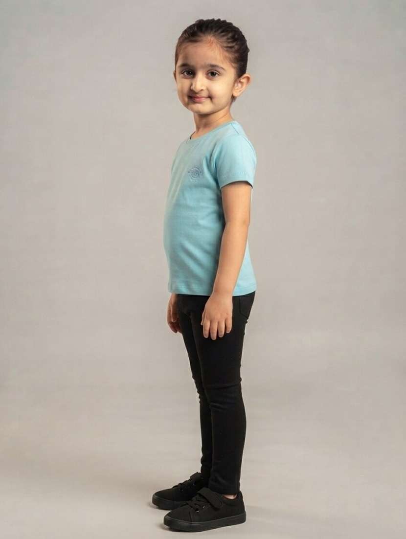 Girls Solid Short Sleeves Regular Fit Tee - 22730043 -  Standard Image - 2
