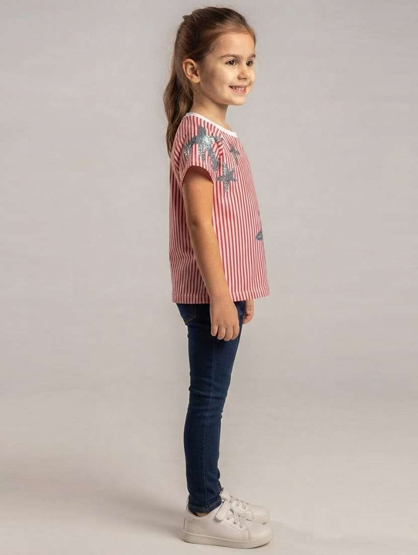 Girls Printed Short Sleeves Regular Fit Tee - 22730056 -  Standard Image - 2