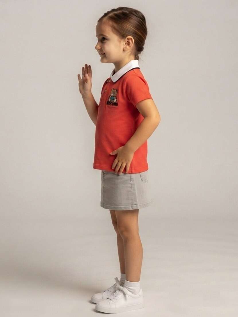 Girls Placement Printed Short Sleeves Polo Tee - 22730067 -  Standard Image - 2
