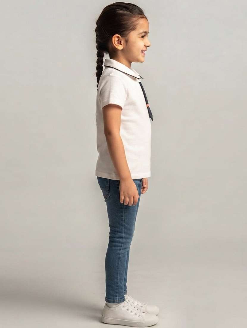 Girls Self Design Short Sleeves Polo Tee - 22730071 -  Standard Image - 2
