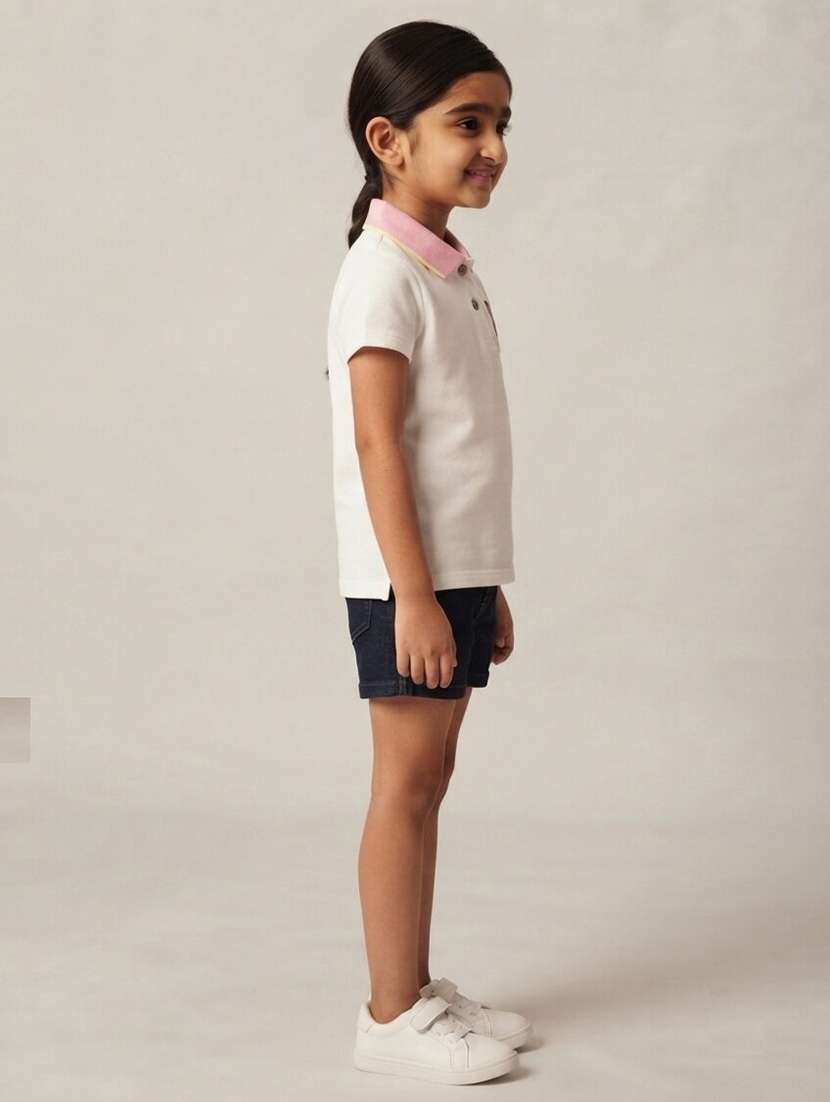 Girls Placement Printed Short Sleeves Polo T-shirt - 22730073 -  Standard Image - 2