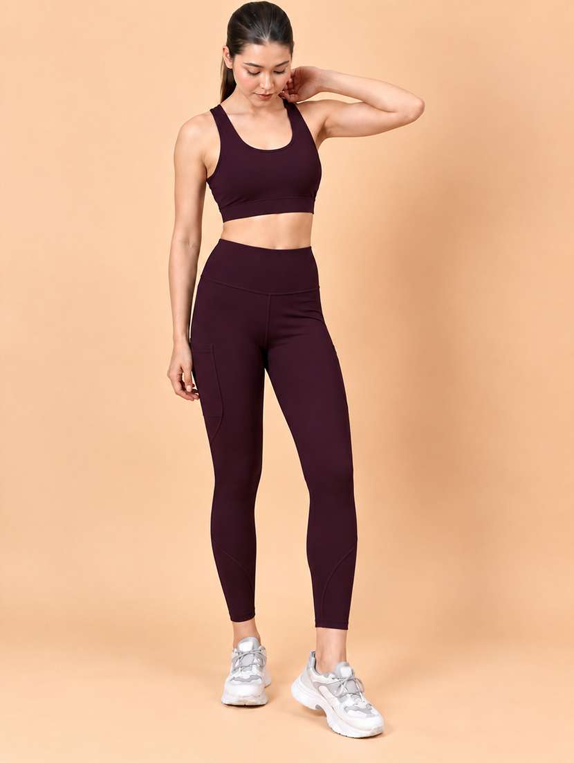 Women Solid Sleeveless Activewear Set - 22730085 -  Standard Image - 2