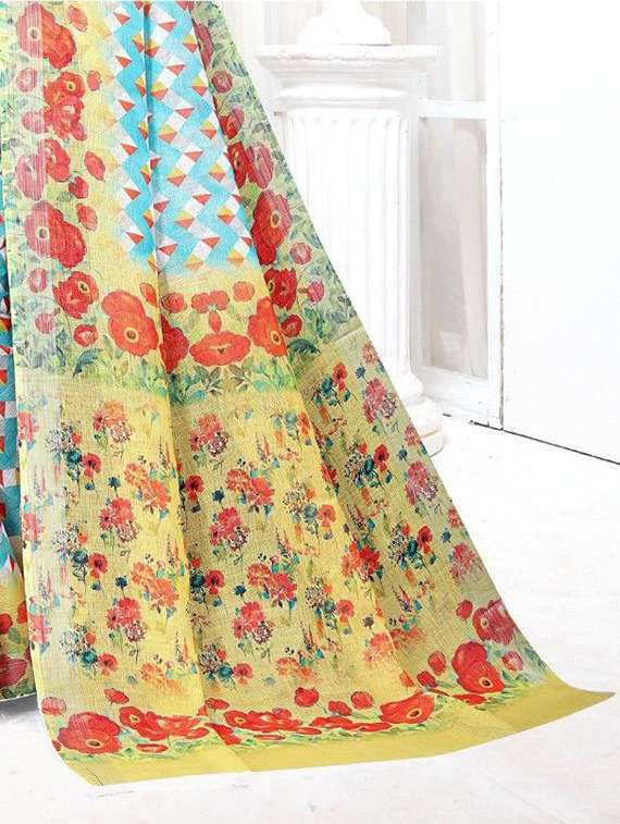 Women Printed Casual Wear Saree With Blouse - 22730502 -  Standard Image - 2