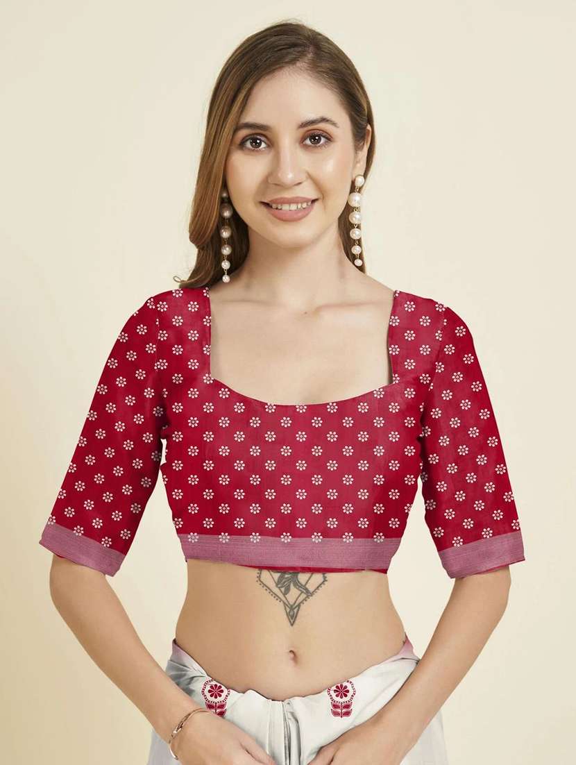 Women Printed Casual Wear Saree With Blouse - 22730603 -  Standard Image - 2