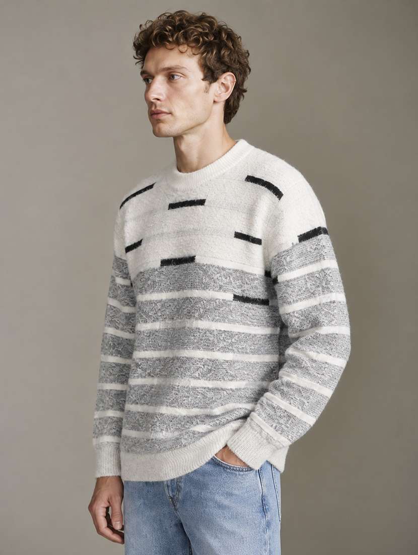 Men Striped Long Sleeve Regular Fit Pullover - 22730728 -  Standard Image - 2