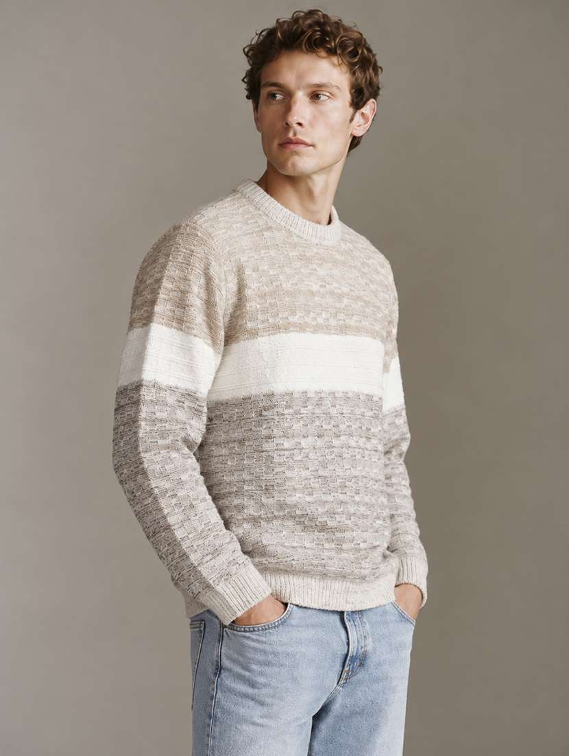 Men Self Design Long Sleeve Regular Fit Pullover - 22730730 -  Standard Image - 2