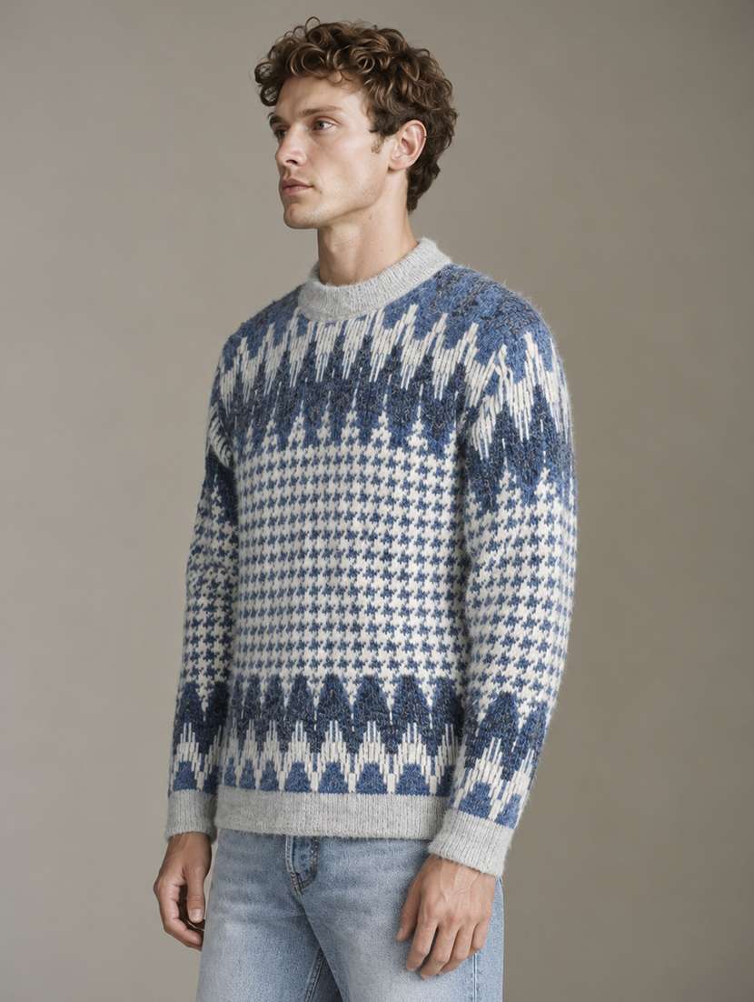Men Self Design Long Sleeve Regular Fit Pullover - 22730740 -  Standard Image - 2