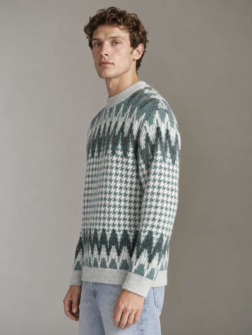 Men Self Design Long Sleeve Regular Fit Pullover - 22730743 -  Standard Image - 2