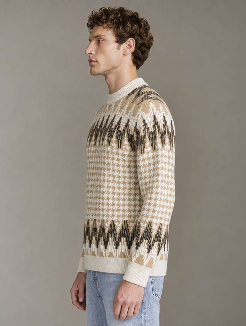 Men Self Design Long Sleeve Regular Fit Pullover - 22730744 -  Standard Image - 2