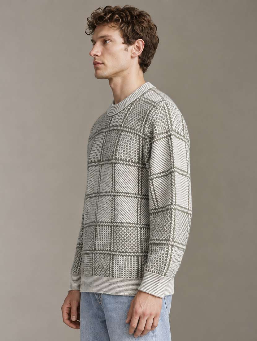 Men Checkered Long Sleeve Regular Fit Pullover - 22730749 -  Standard Image - 2