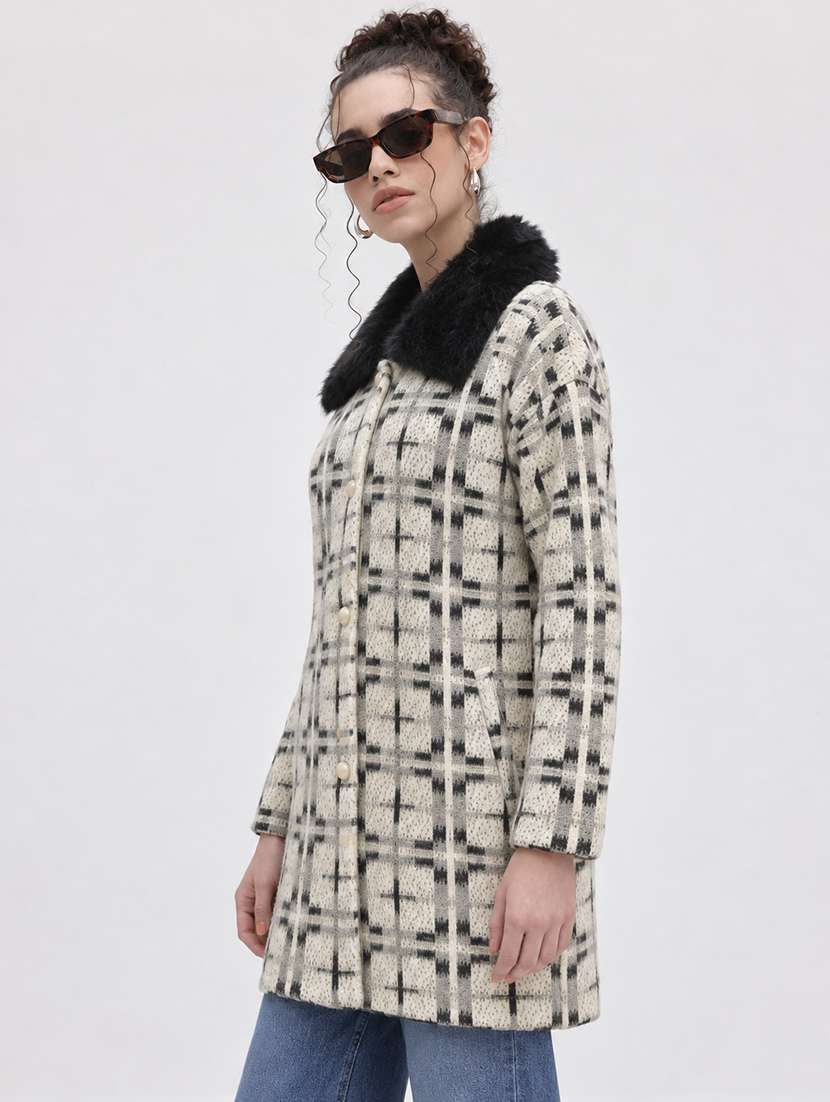 Women Checkered Long Sleeve Cardigan - 22730762 -  Standard Image - 2