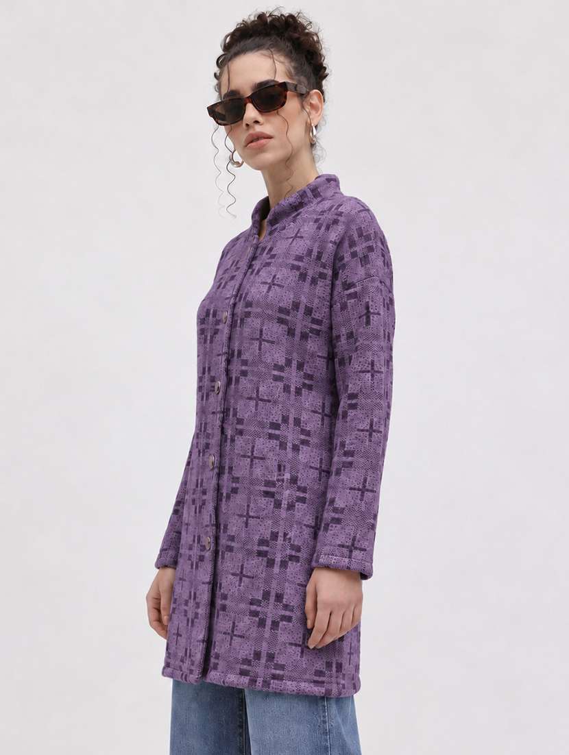 Women Checkered Long Sleeve Cardigan - 22730775 -  Standard Image - 2