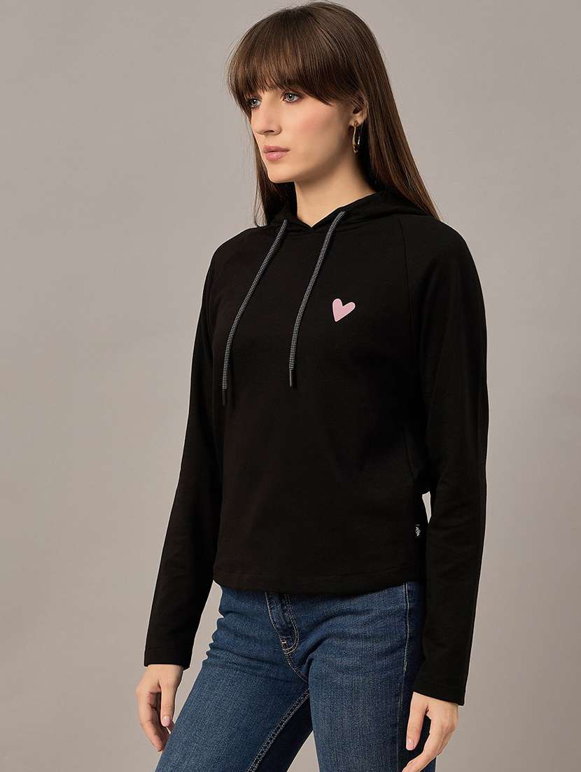 Women Solid Long Sleeves Hooded Sweatshirt - 22731453 -  Standard Image - 2
