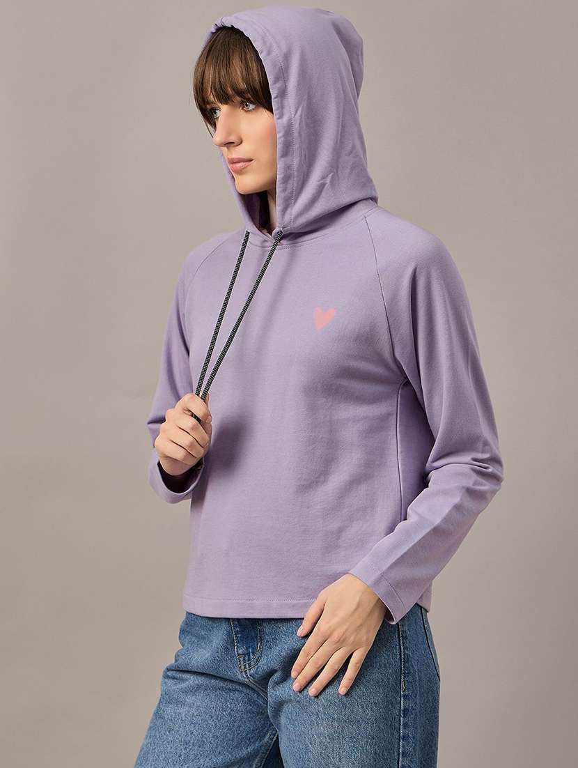 Women Solid Long Sleeves Hooded Sweatshirt - 22731454 -  Standard Image - 2