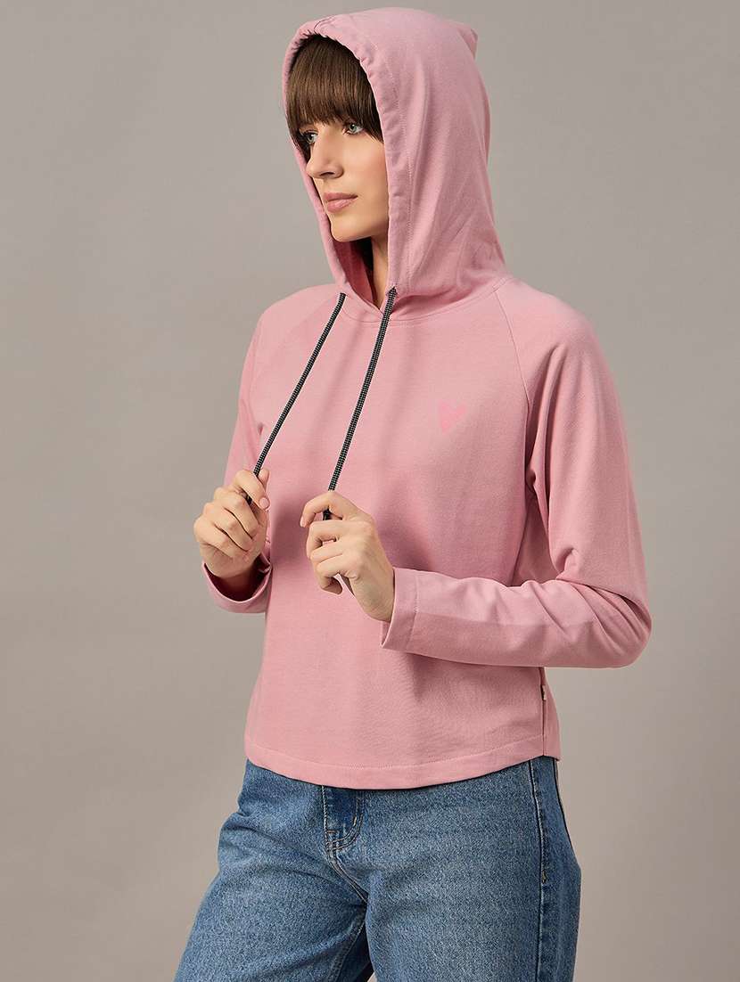 Women Solid Long Sleeves Hooded Sweatshirt - 22731455 -  Standard Image - 2