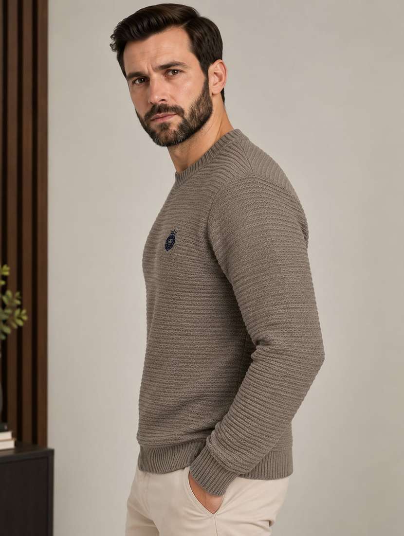 Men Self Design Long Sleeve Regular Fit Pullover - 22731556 -  Standard Image - 2