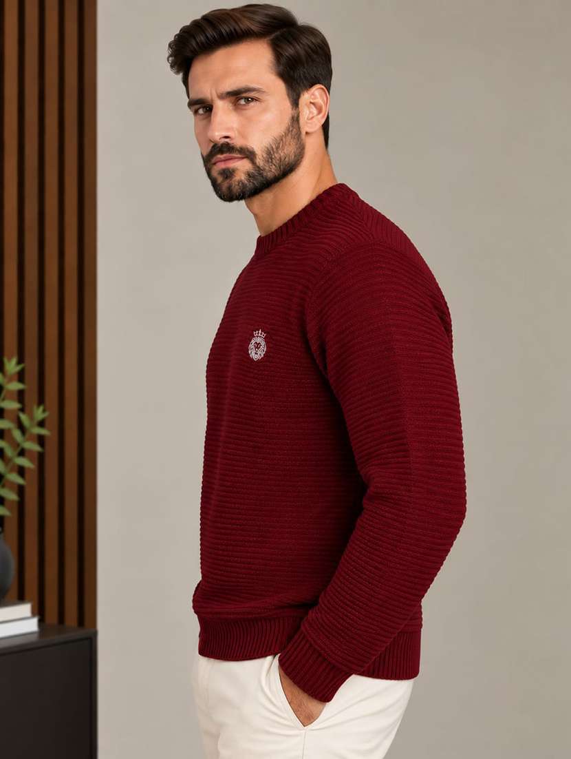 Men Self Design Long Sleeve Regular Fit Pullover - 22731559 -  Standard Image - 2