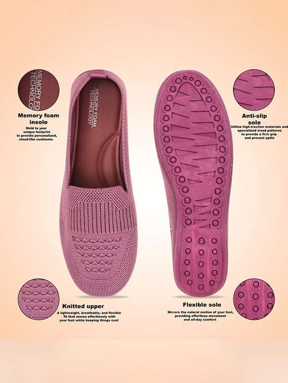 Women Self Design Slip On Ballerina - 22731570 -  Standard Image - 2
