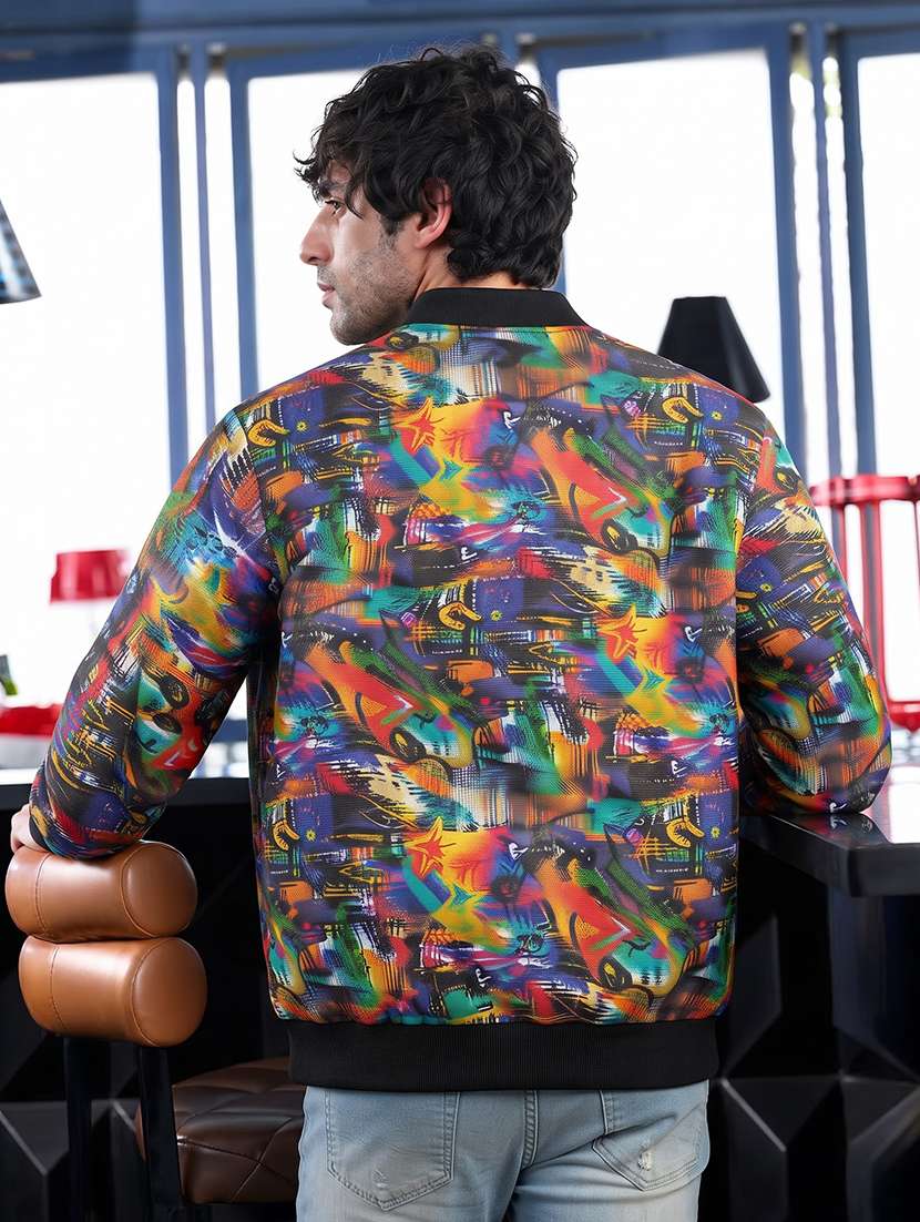Men Printed Long Sleeve Lightweight Bomber Jacket - 22733591 -  Standard Image - 2