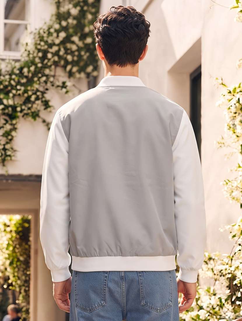 Men Color Block Long Sleeve Lightweight Bomber Jacket - 22733609 -  Standard Image - 2