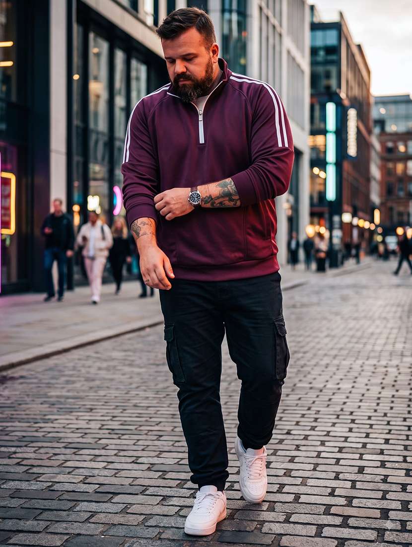 Men Taped Long Sleeve Regular Fit Sweatshirt - 22733625 -  Standard Image - 2