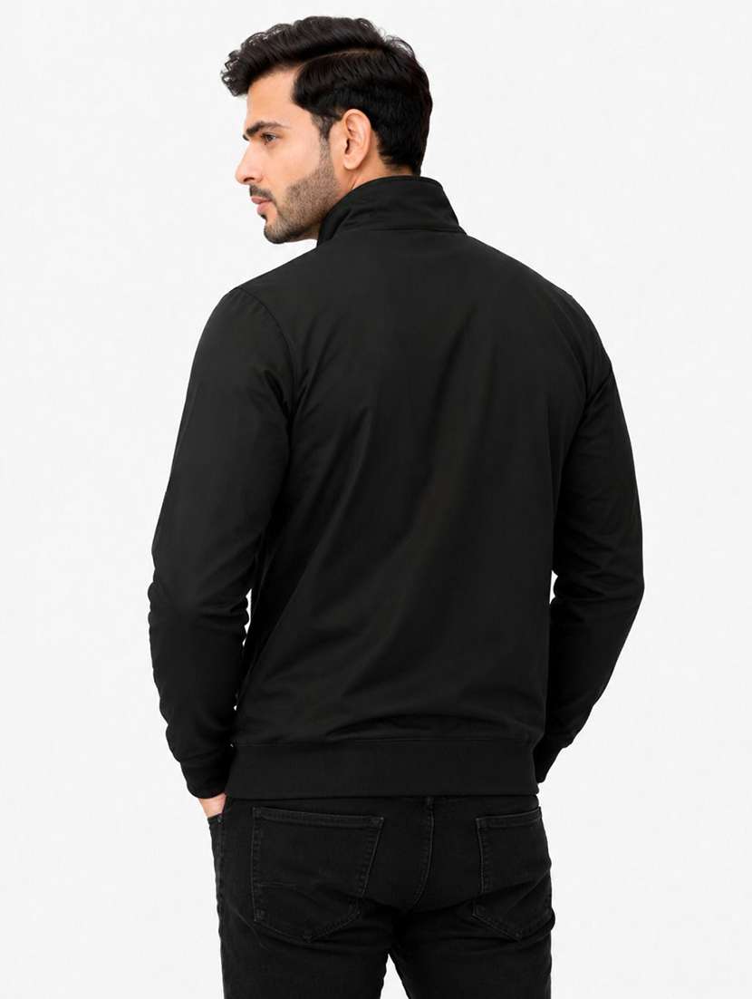 Men Solid Long Sleeve Windcheater Bomber Jacket - 22734983 -  Standard Image - 2