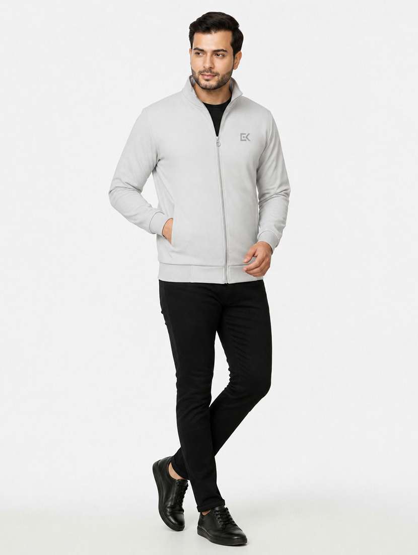 Men Solid Long Sleeve Windcheater Bomber Jacket - 22734985 -  Standard Image - 2