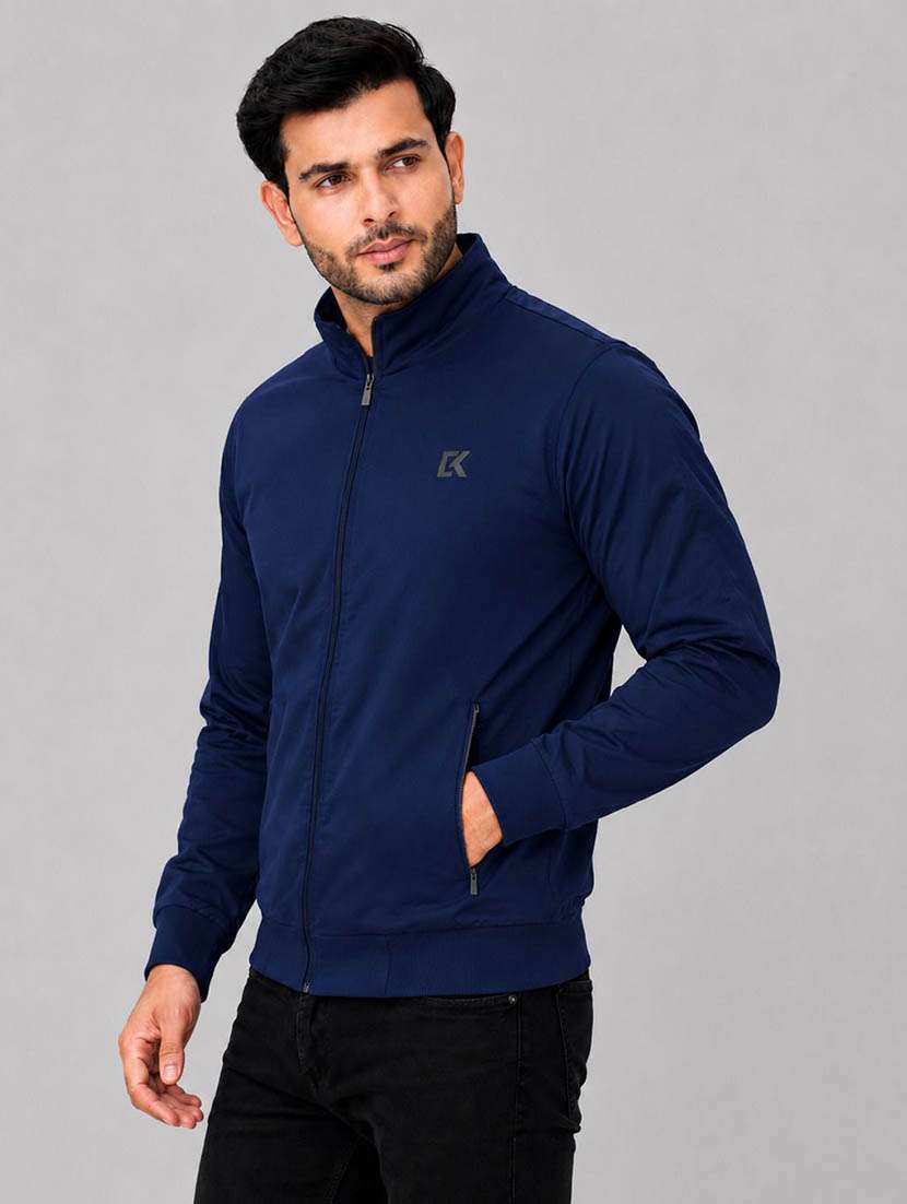 Men Solid Long Sleeve Windcheater Bomber Jacket - 22734986 -  Standard Image - 2