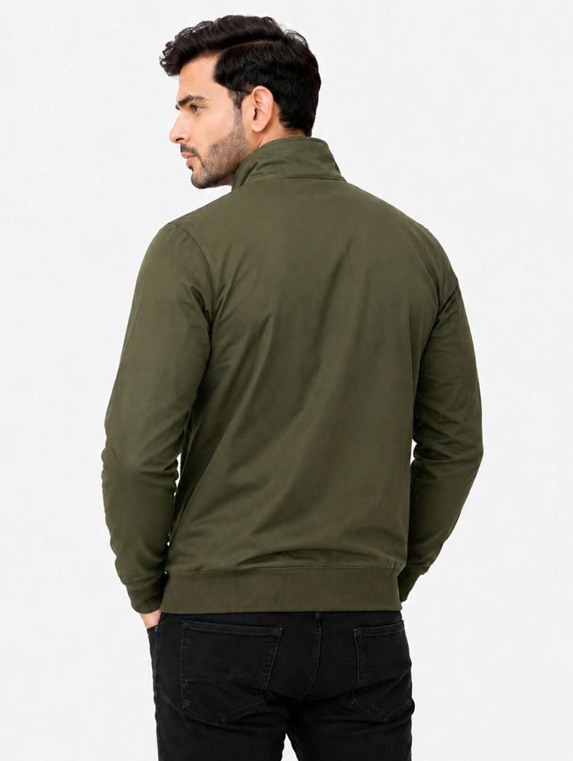 Men Solid Long Sleeve Windcheater Bomber Jacket - 22734988 -  Standard Image - 2