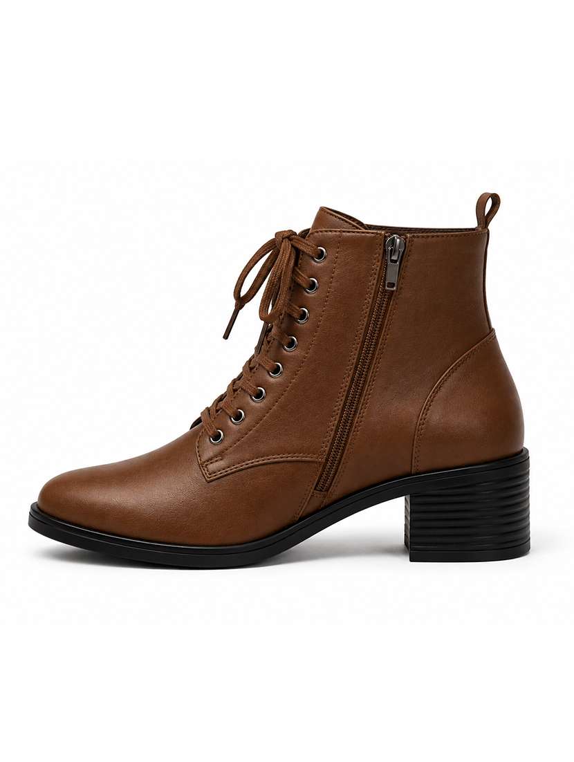 Women Solid Lace Up Ankle Boots - 22735176 -  Standard Image - 2