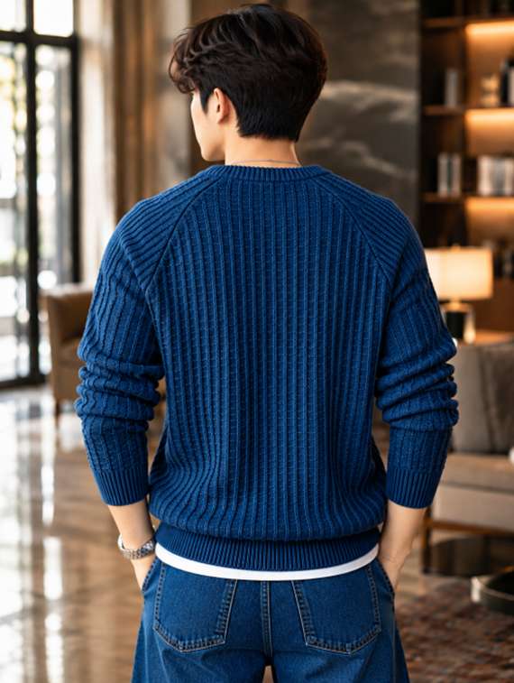Men Self Design Long Sleeve Regular Fit Pullover - 22735210 -  Standard Image - 2