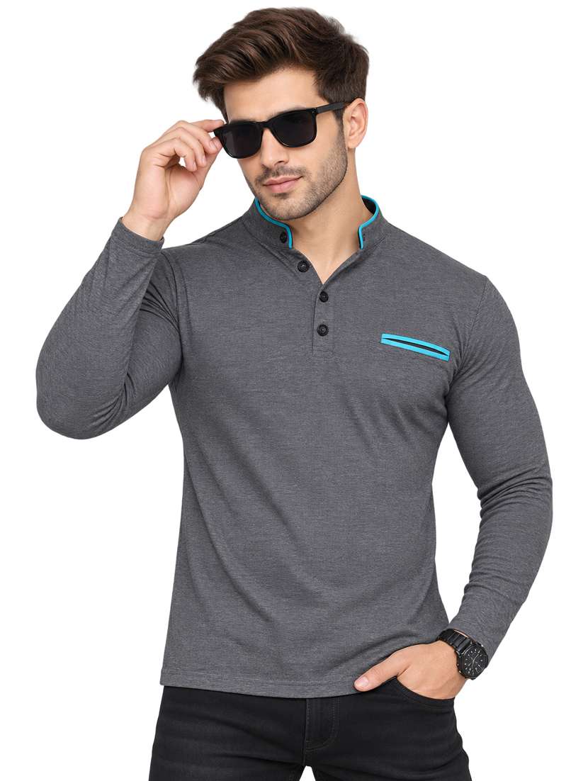 men solid long sleeve slim fit t- shirt