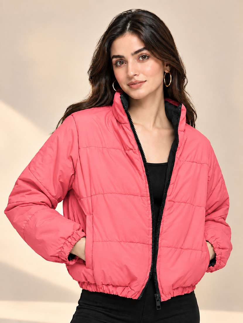Women Solid Long Sleeves Reversible Jacket - 22735373 -  Standard Image - 2
