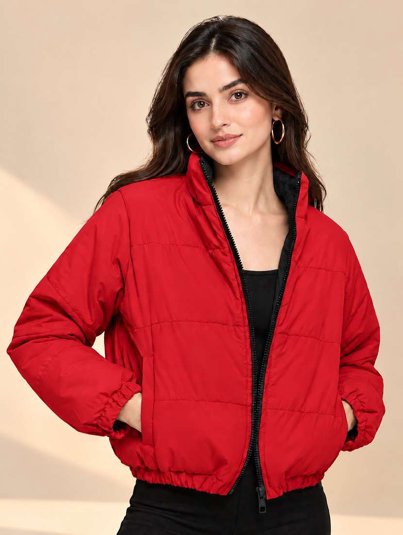 Women Solid Long Sleeves Reversible Jacket - 22735374 -  Standard Image - 2