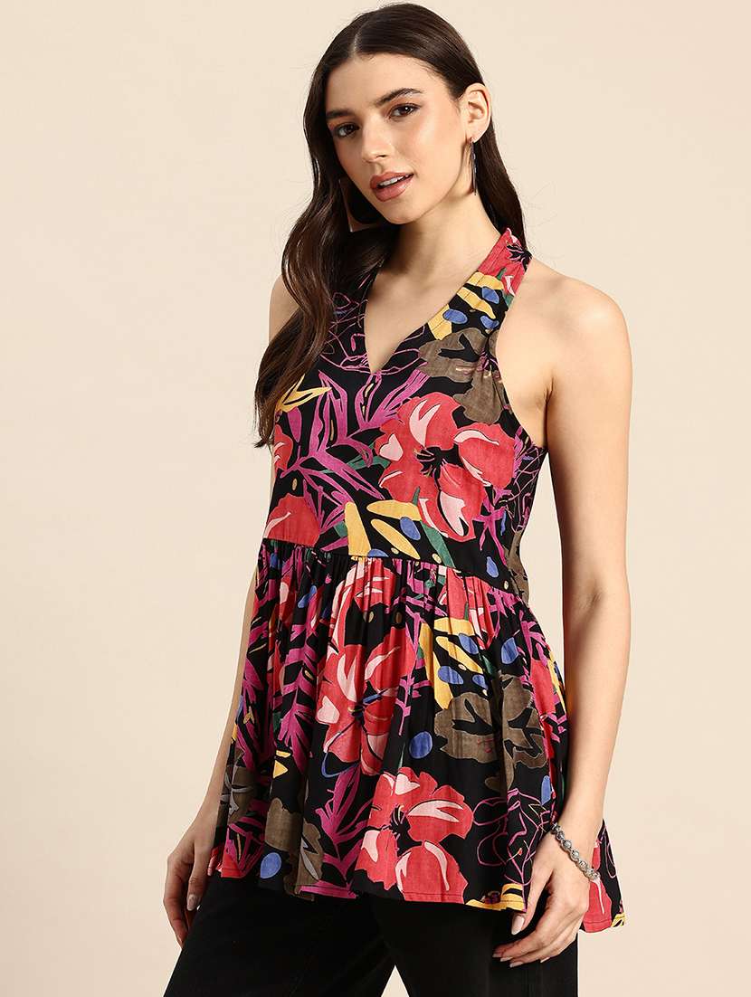 Women Printed Sleeveless Flared Kurti - 22735411 -  Standard Image - 2
