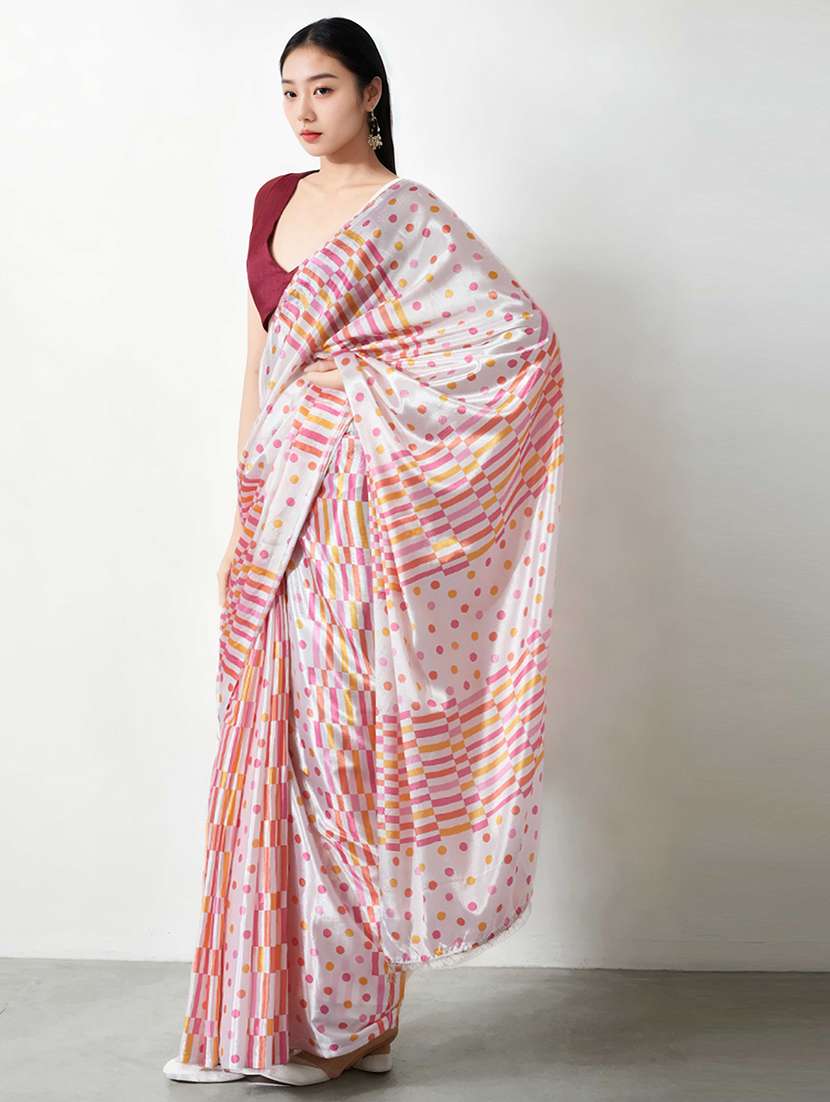 Women Geometric Printed Ready To Wear Saree With Blouse - 22736879 -  Standard Image - 2