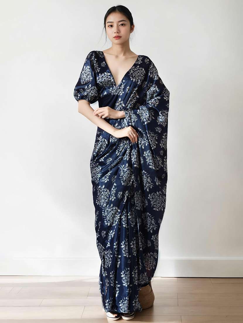 Women Floral Printed Ready To Wear Saree With Blouse - 22736883 -  Standard Image - 2