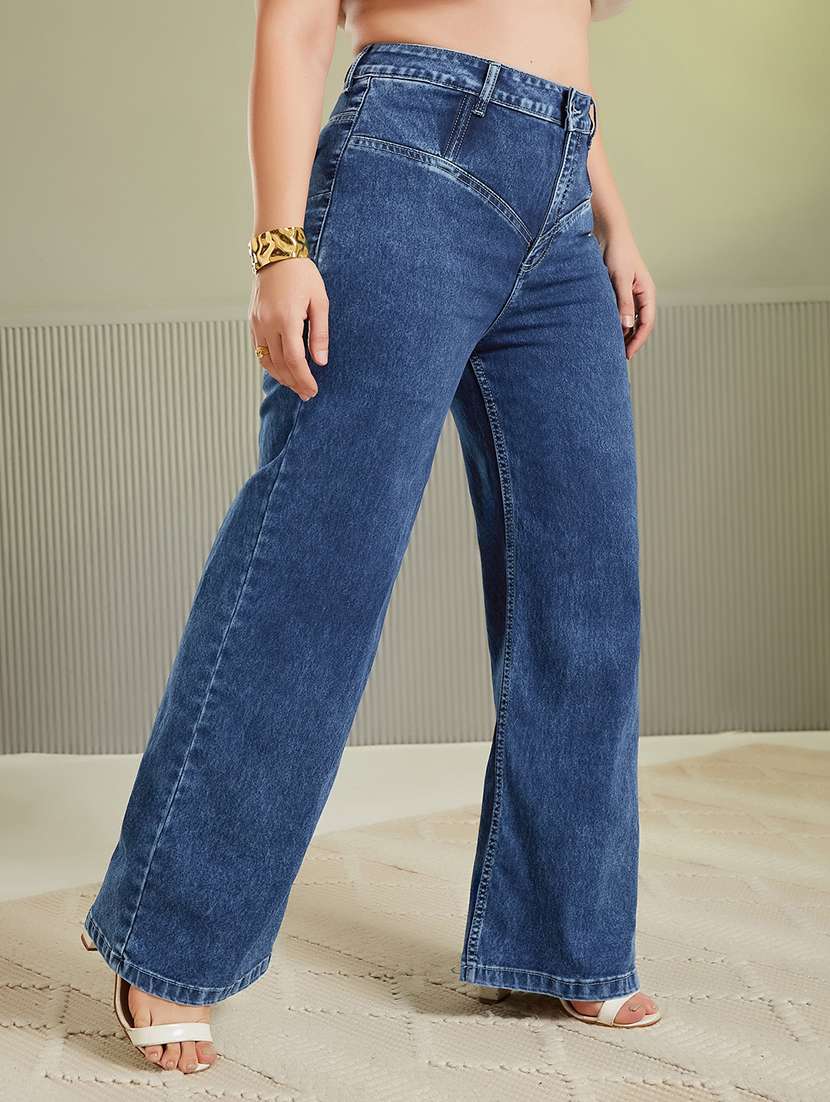 Women Solid High Rise Wide Leg Jeans - 22737733 -  Standard Image - 2