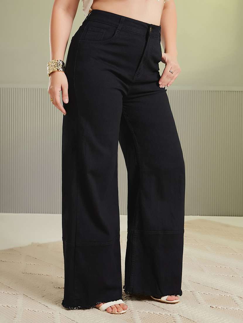 Women Solid High Rise Wide Leg Jeans - 22737800 -  Standard Image - 2