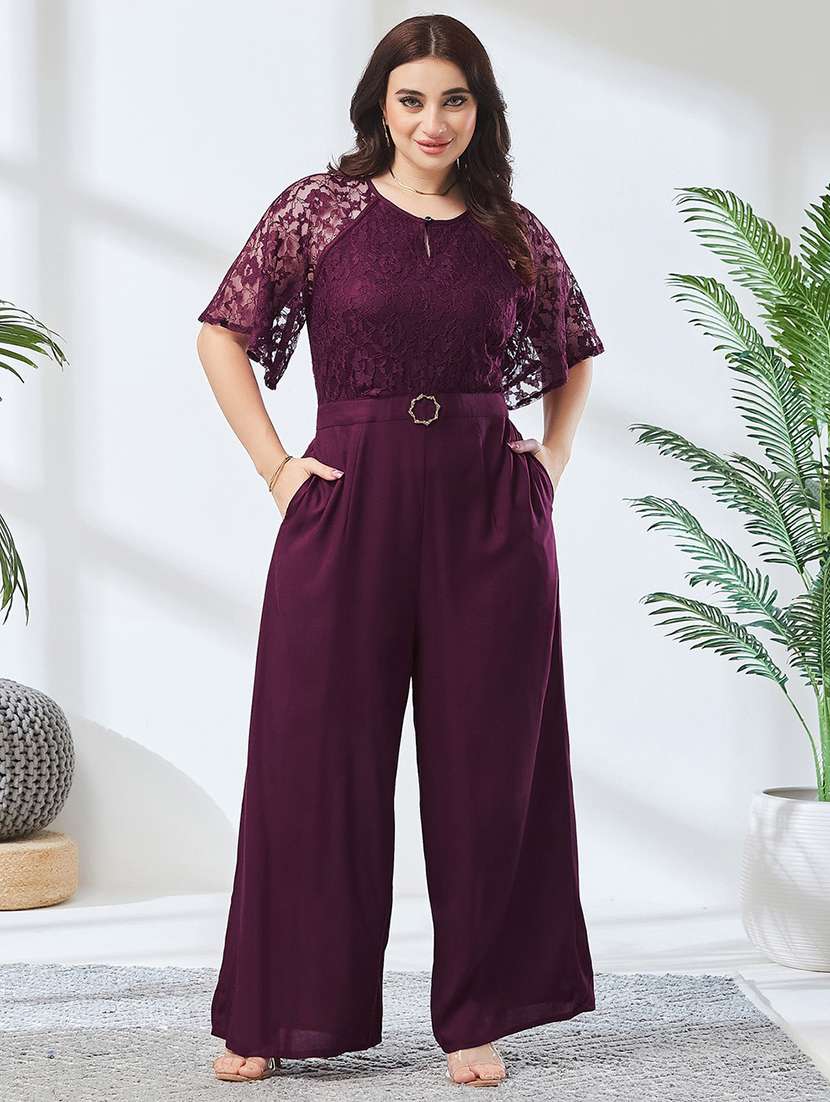 Women Self Design Short Sleeves Full Leg Jumpsuit - 22738176 -  Standard Image - 2