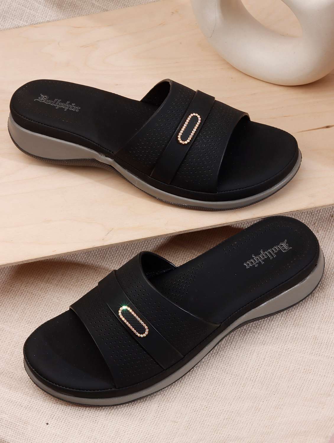 women textured slip on sandal